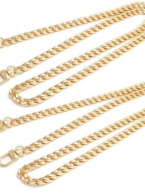 Gold Chain Purse Strap Set of 2 Chinky Curb Link Replacement Handbag Crossbody